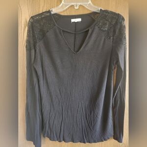 Black Lace Shoulder Women's Top